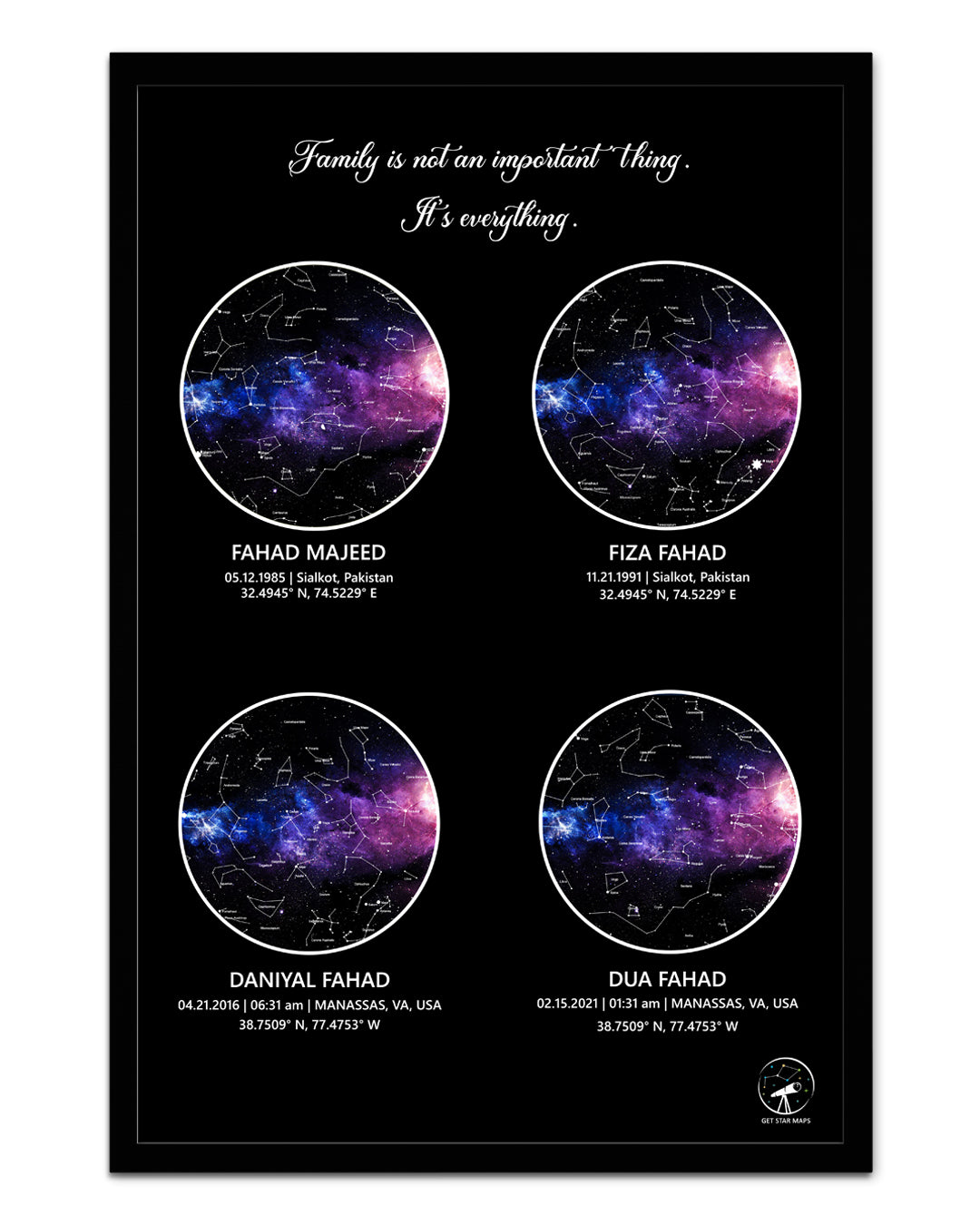 Cosmic Family Legacy 4 in 1 Star Map