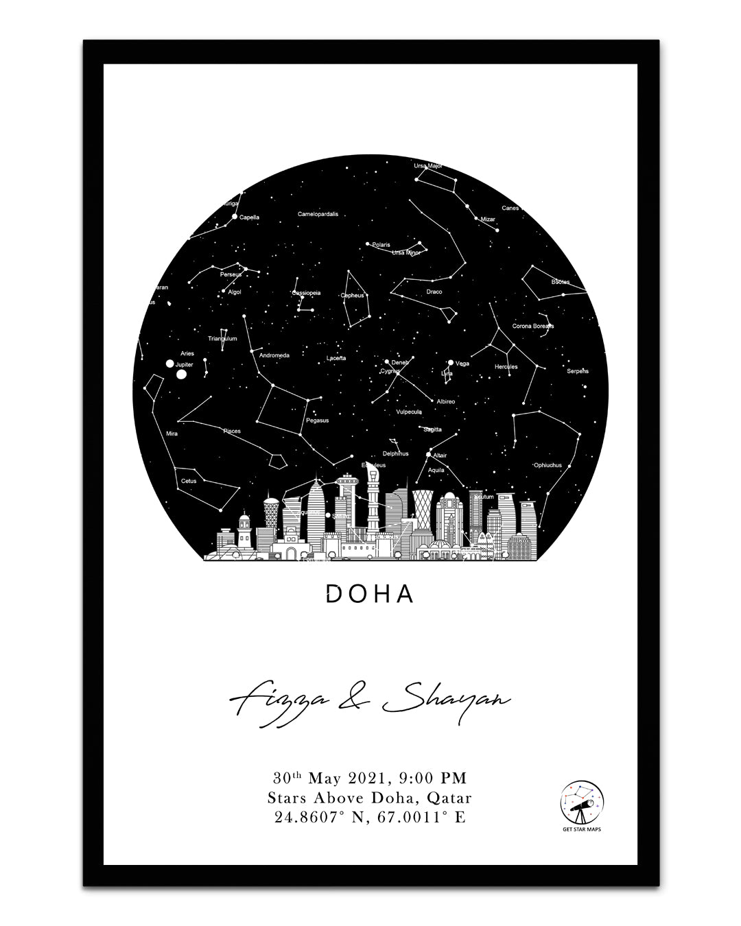 Doha Qatar Skyline Star Map