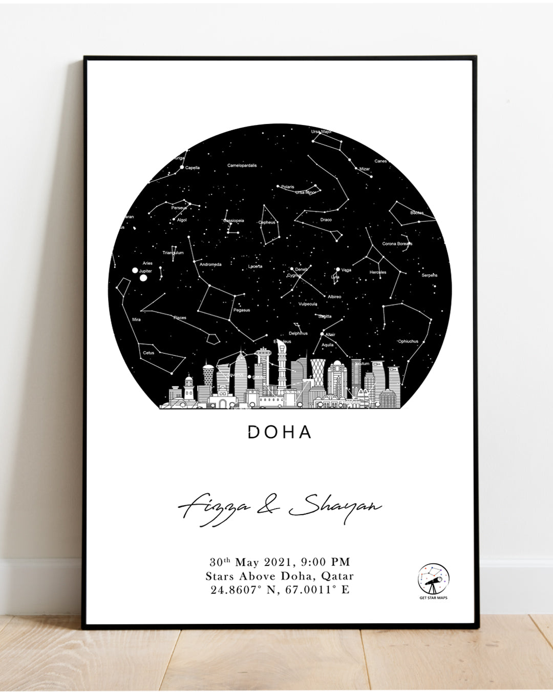 Doha Qatar Skyline Star Map