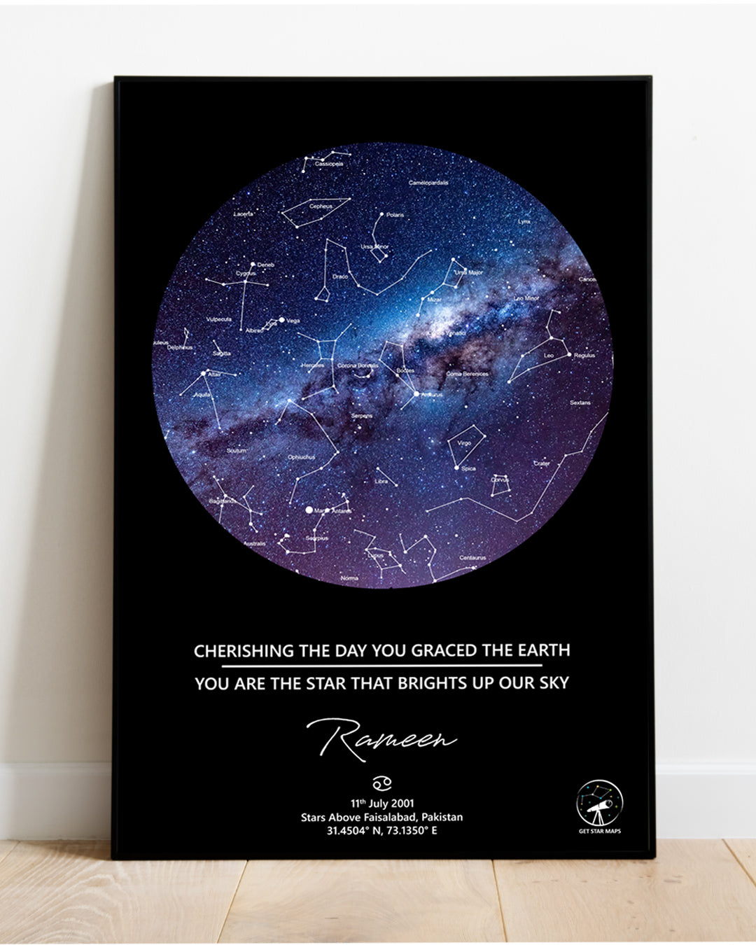 Galaxy Milky Way Star Map Black