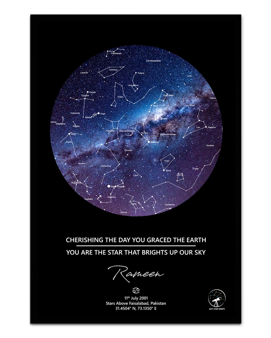 Galaxy Milky Way Star Map Black