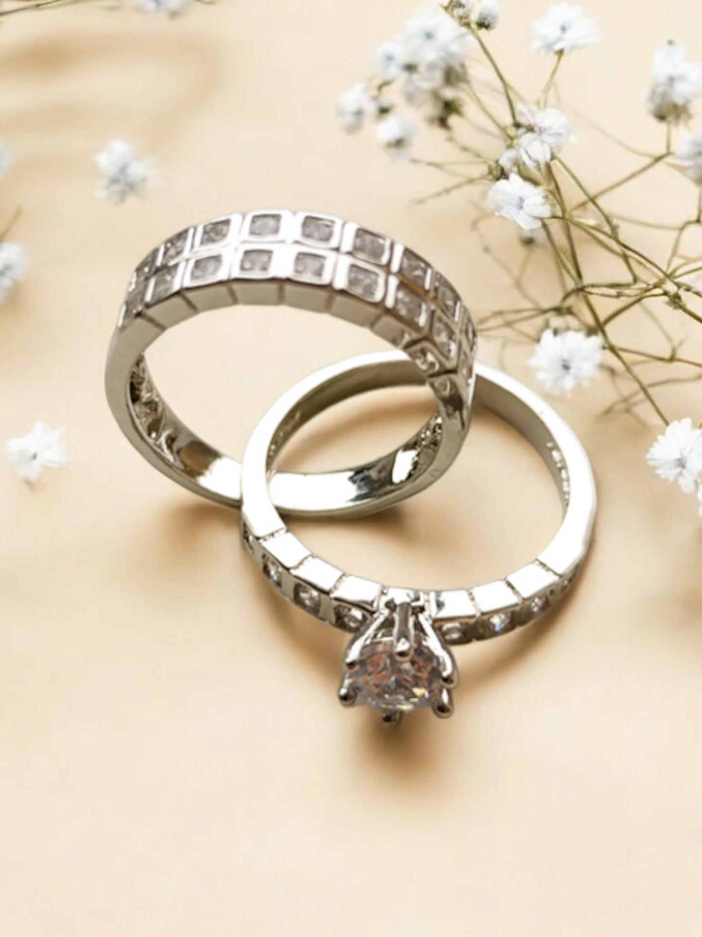 Radiant Love Diamond Duo Rings
