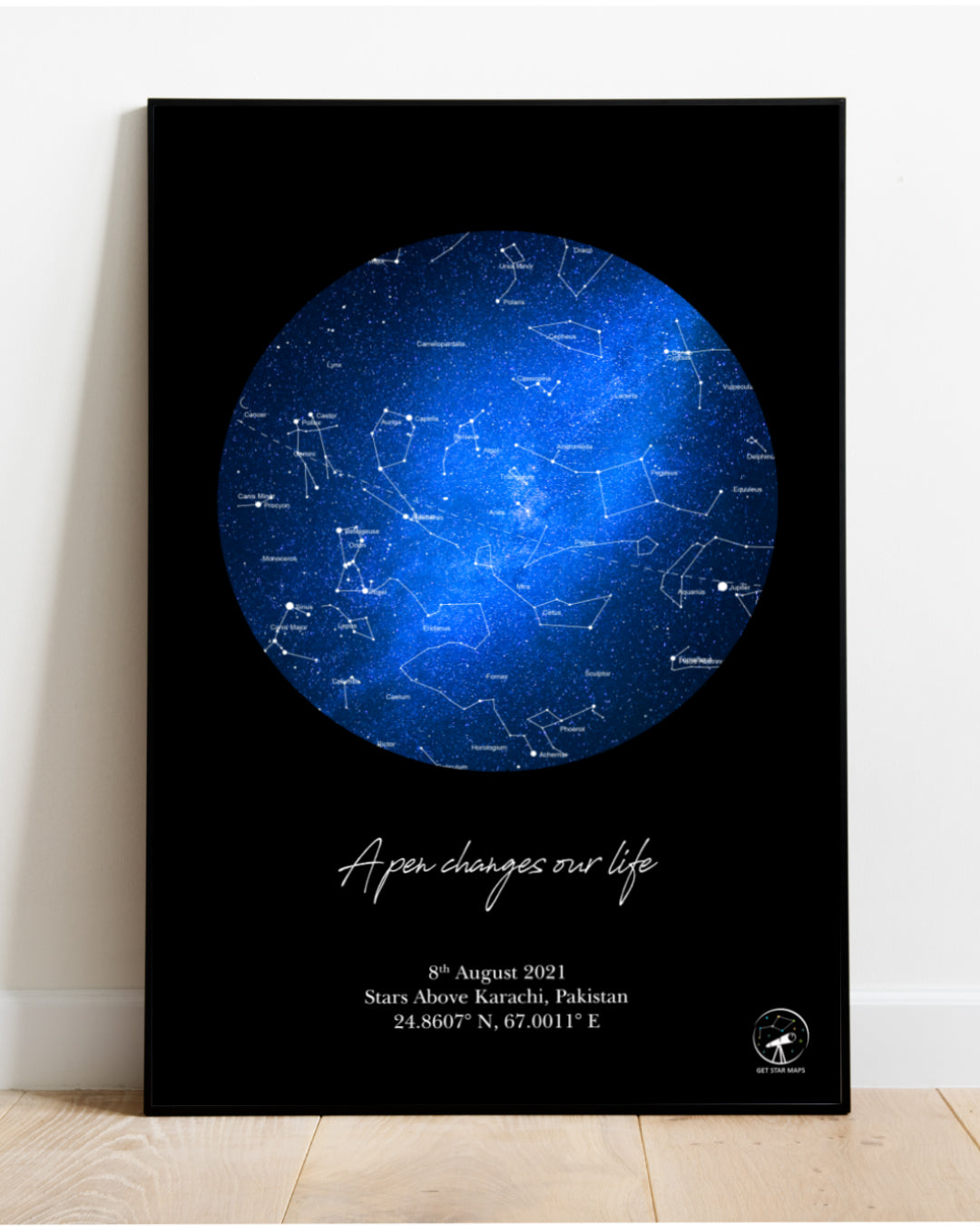 Blue Apollo Galaxy Black Star Map