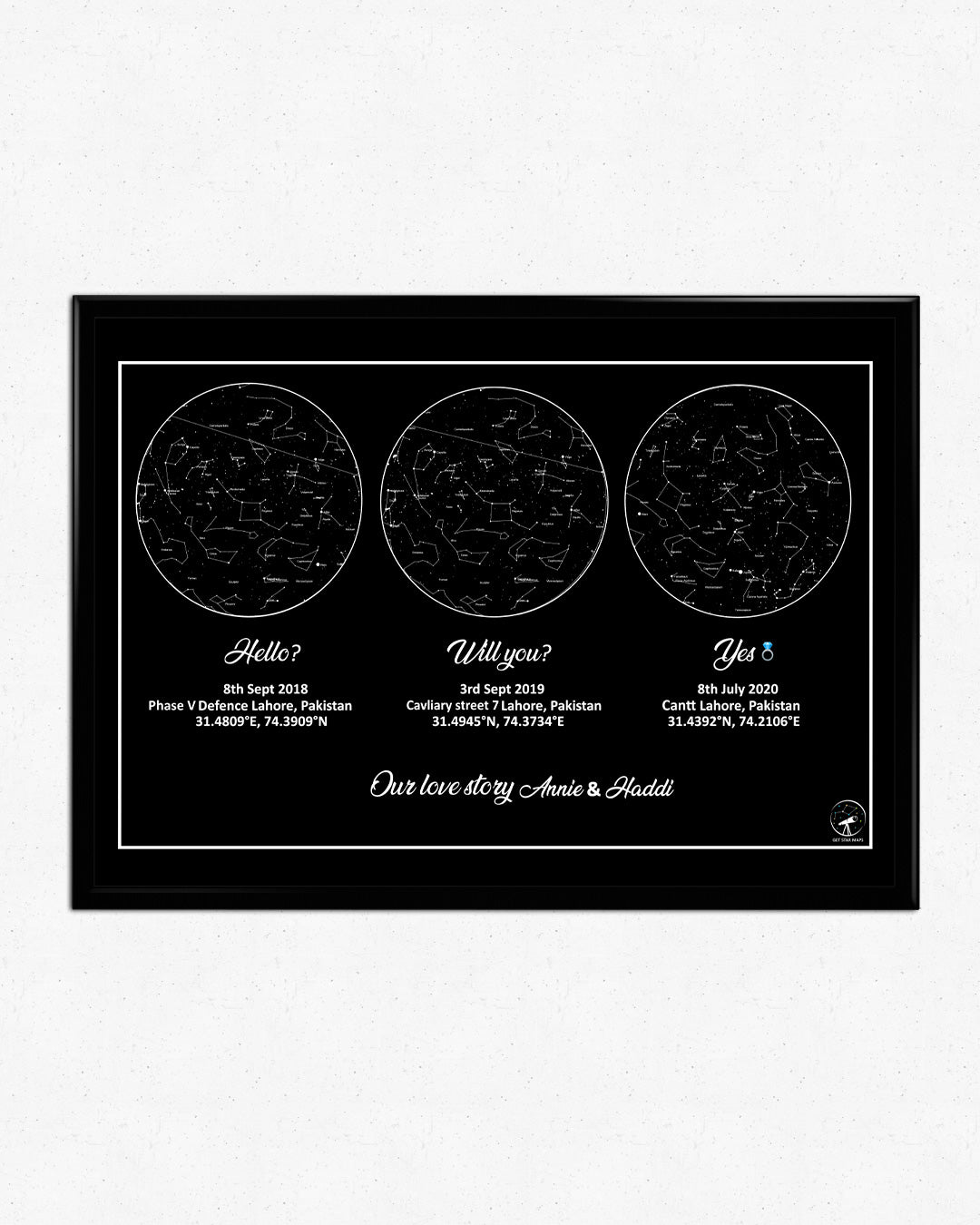 Classic Black 3 in 1 Star Map