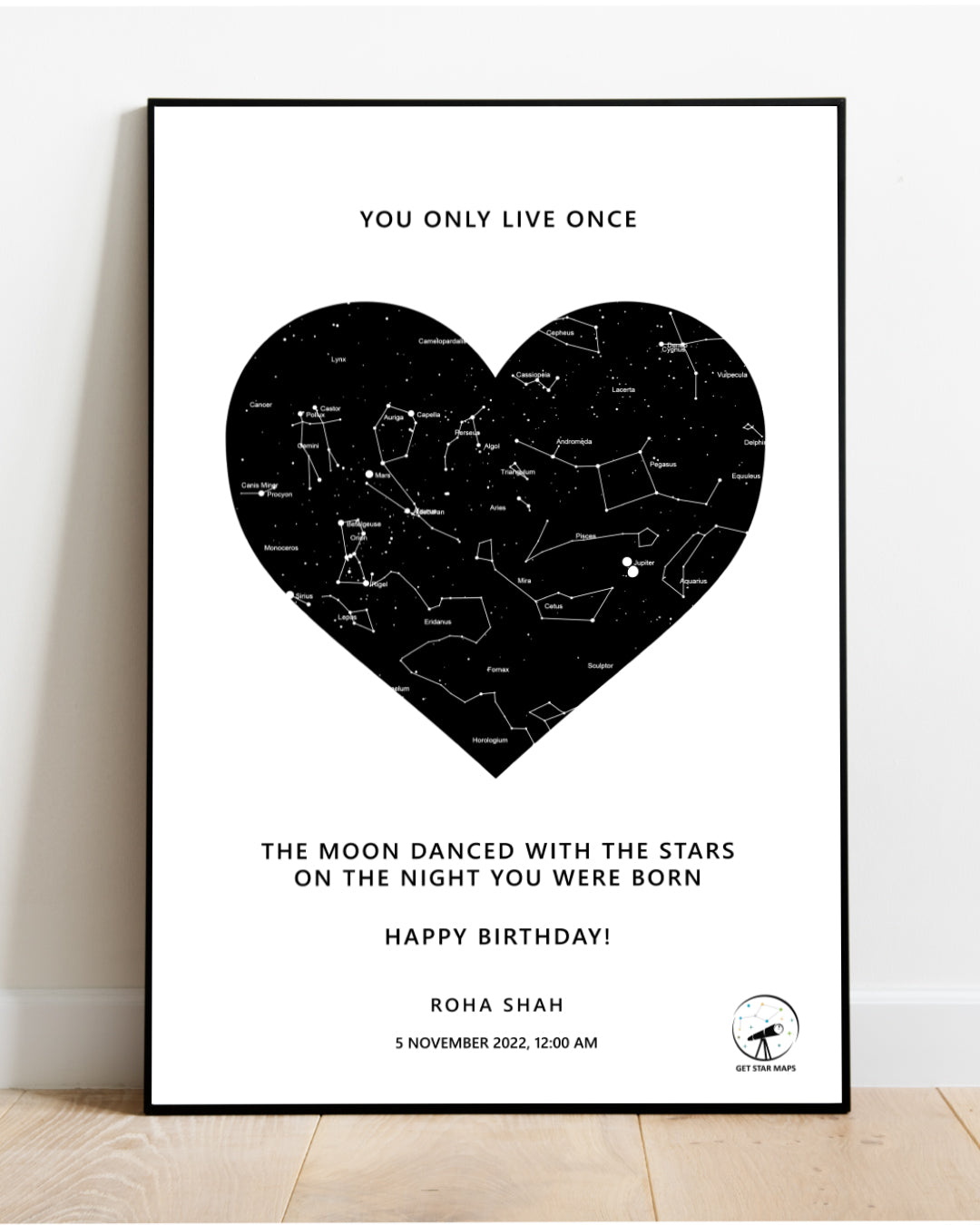 Heart Black Galaxy Star Map