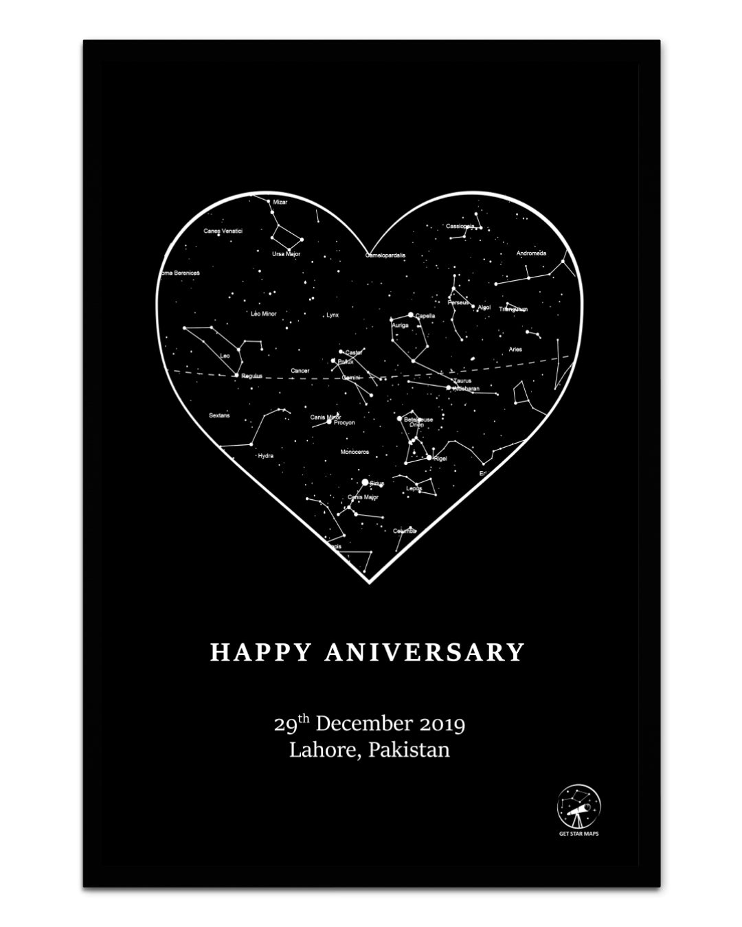 Black Heart Star Map