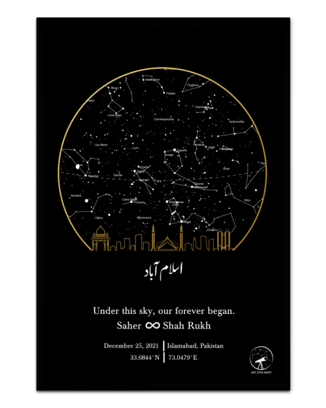 Skyline - Islamabad (Golden) Star Map
