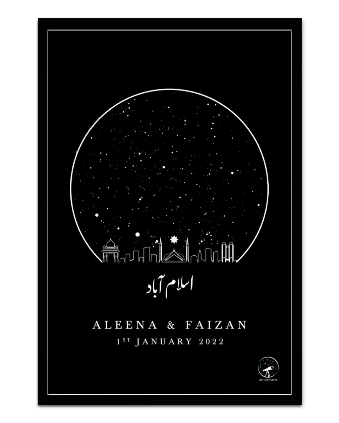 Skyline - Islamabad (Black & White) Star Map