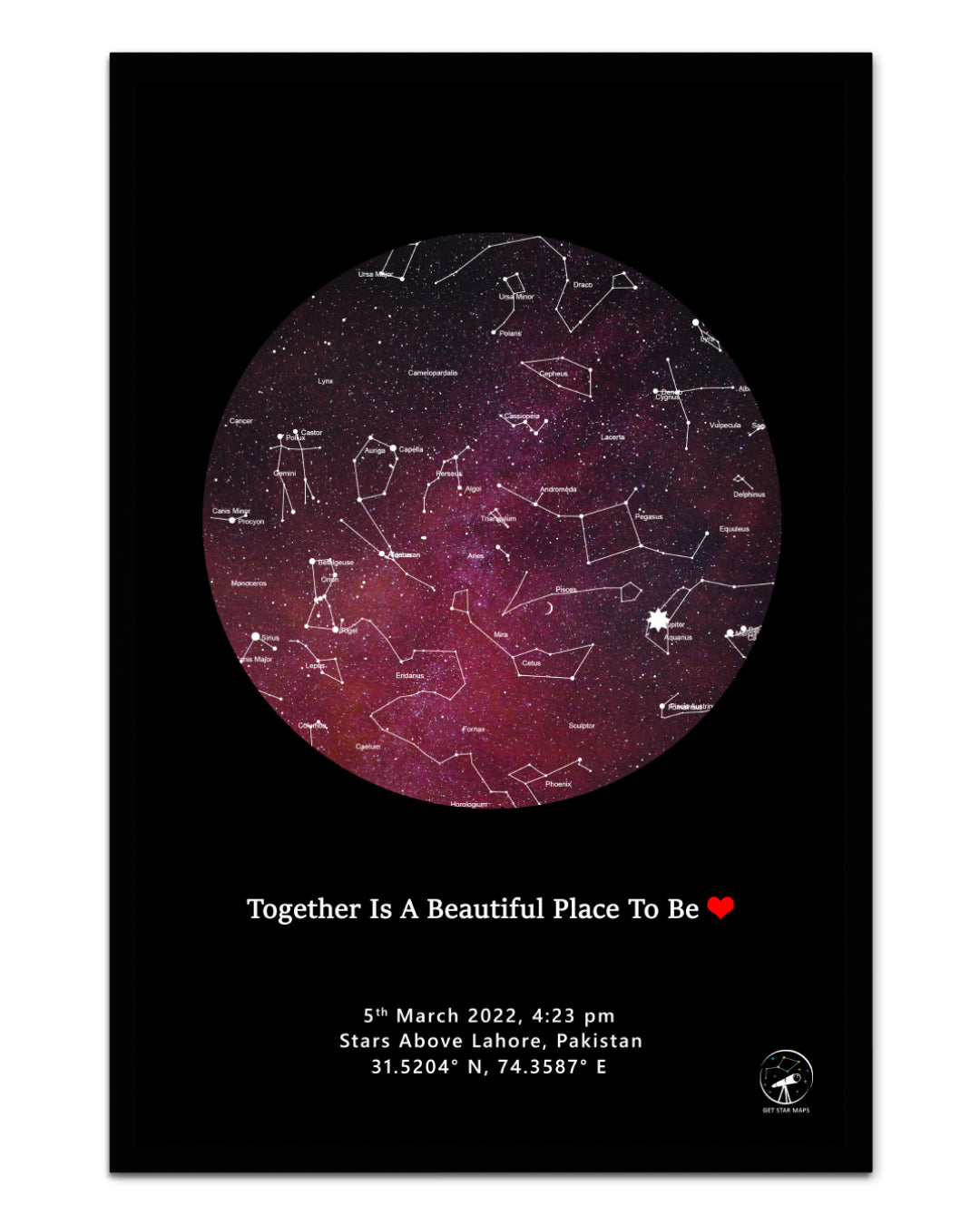 Pink Galaxy Star Map