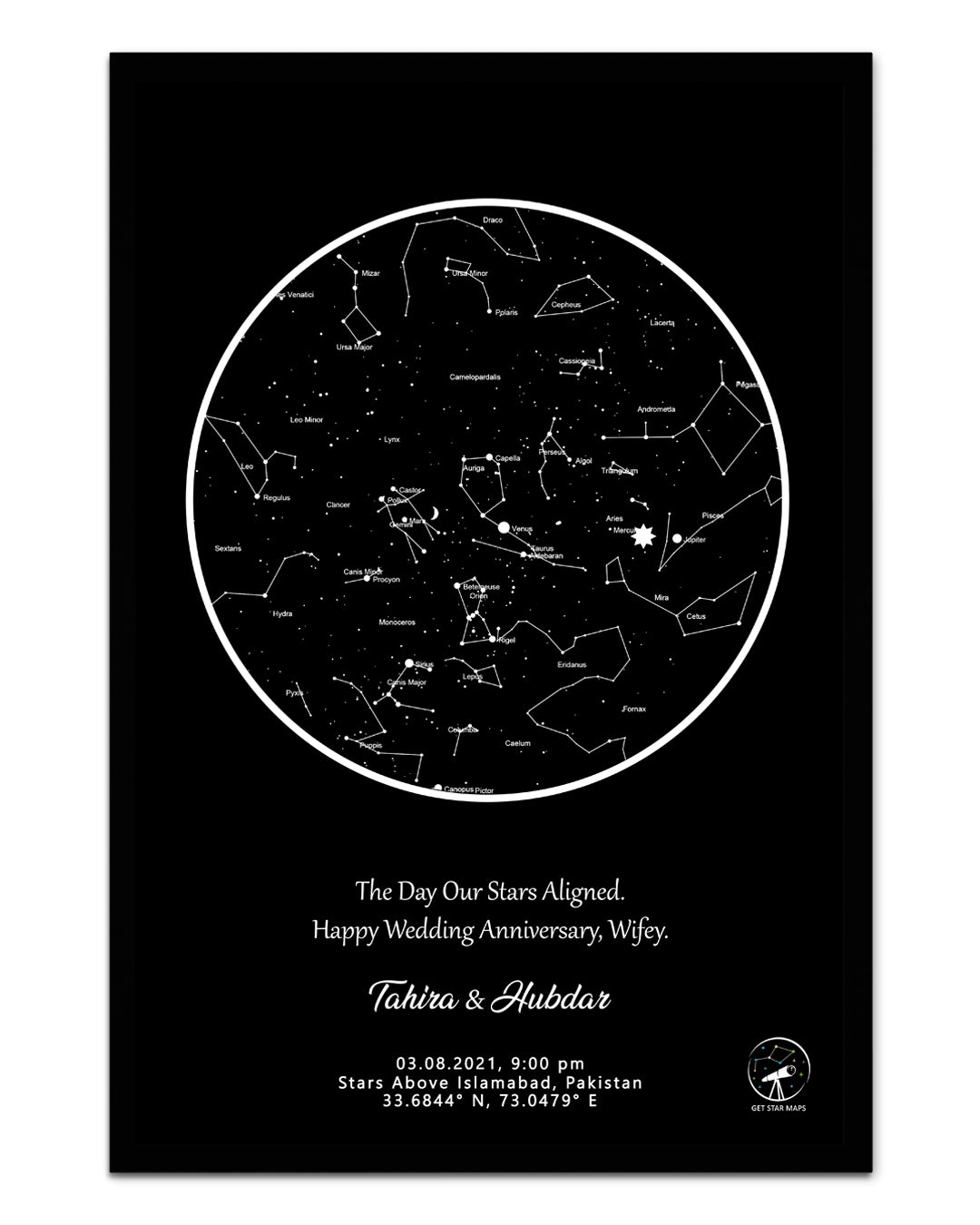 Classic Black Star Map