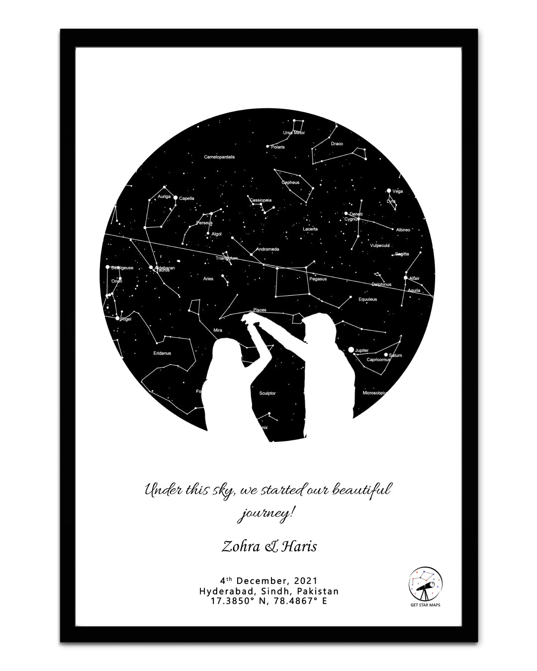 Couple Silhouette Star Map